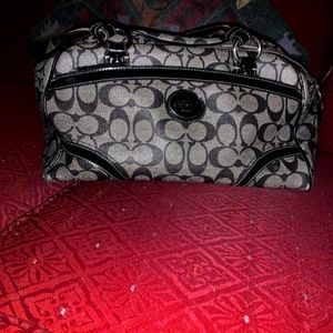 COACH Peyton signature logo PVC black grey zip model no. F18918
